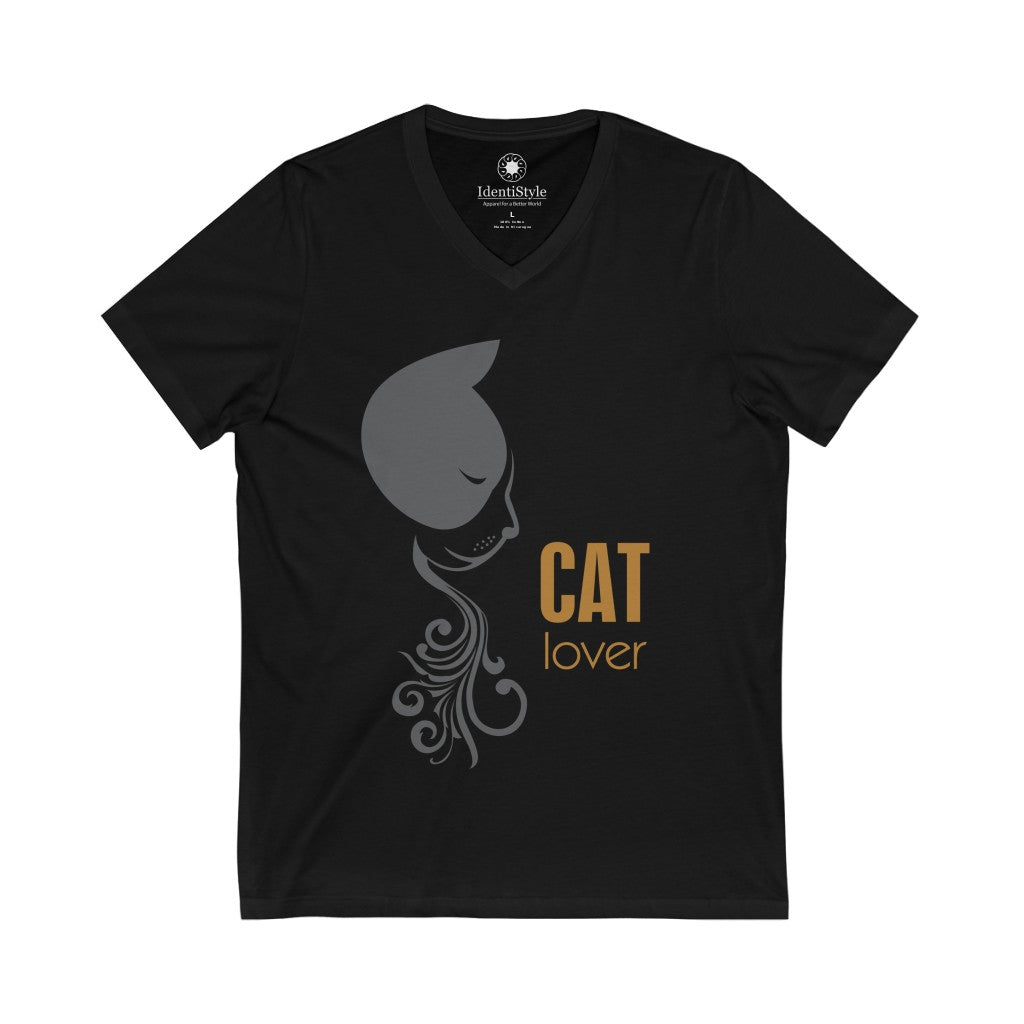 Cat Lover - Unisex Jersey Short Sleeve V-Neck Tee - Identistyle