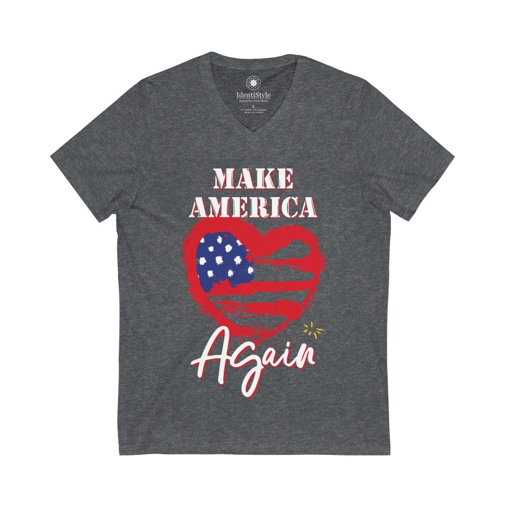 Make America Love Again  - Unisex Jersey Short Sleeve V-Neck Tee - Identistyle