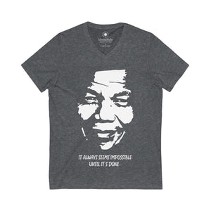 Mandela - Just Do It! - Unisex Jersey Short Sleeve V-Neck Tee - Identistyle
