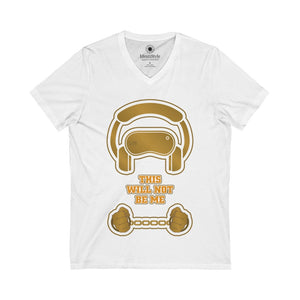 Virtual Reality - "Not me" in Gold - Unisex Jersey Short Sleeve V-Neck Tee - Identistyle