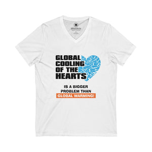 Global Cooling of the Hearts - Unisex Jersey Short Sleeve V-Neck Tee - Identistyle