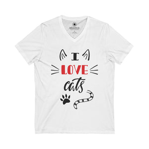 I Love Cats - Unisex Jersey Short Sleeve V-Neck Tee - Identistyle
