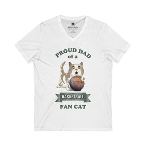 Proud Dad of a Basketball Fan Cat - Unisex Jersey Short Sleeve V-Neck Tee - Identistyle