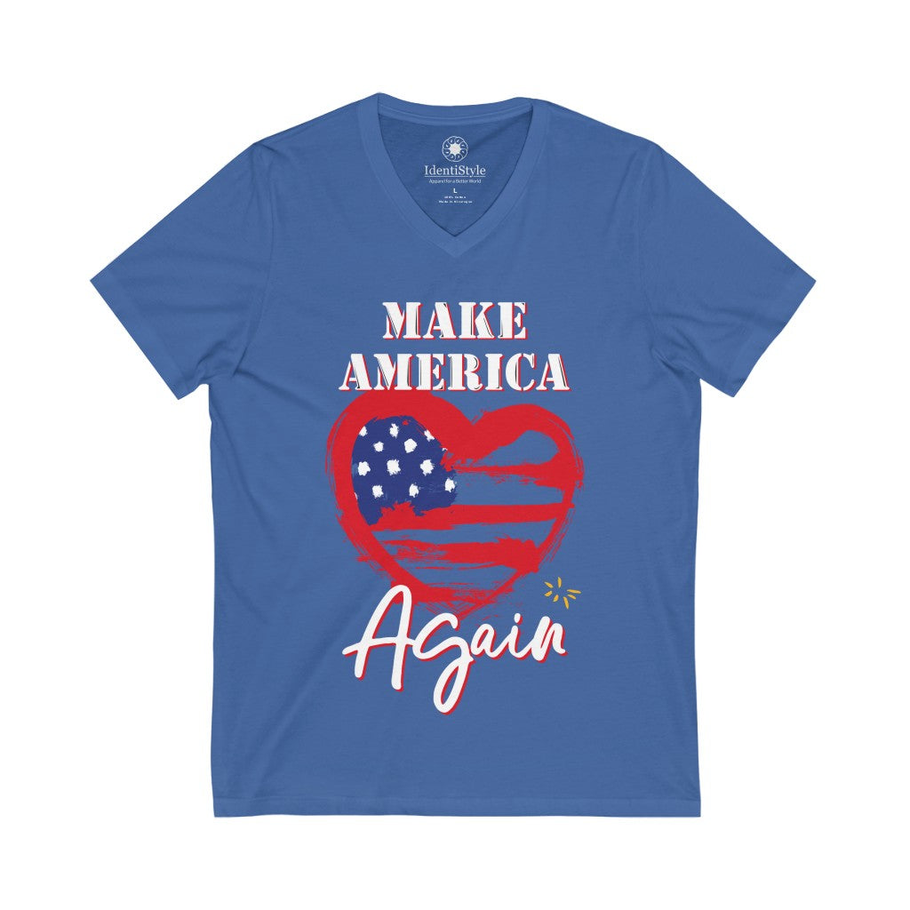 Make America Love Again  - Unisex Jersey Short Sleeve V-Neck Tee - Identistyle
