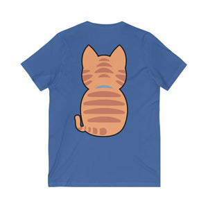 My Cat always watches my back 2 - Double Sided - Unisex Jersey Short Sleeve V-Neck Tee - Identistyle