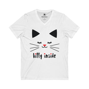 Kitty Inside - Unisex Jersey Short Sleeve V-Neck Tee - Identistyle