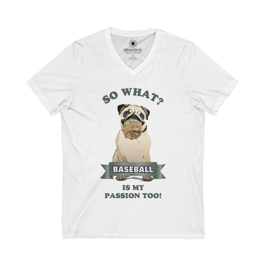Baseball Passion of a Dog - Unisex Jersey Short Sleeve V-Neck Tee - Identistyle