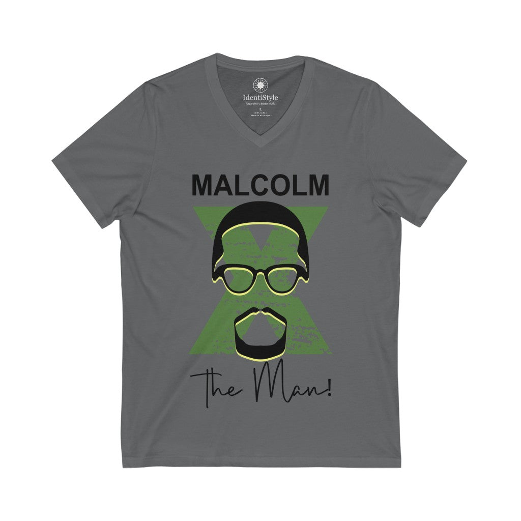 Malcolm X - 2 - Unisex Jersey Short Sleeve V-Neck Tee - Identistyle