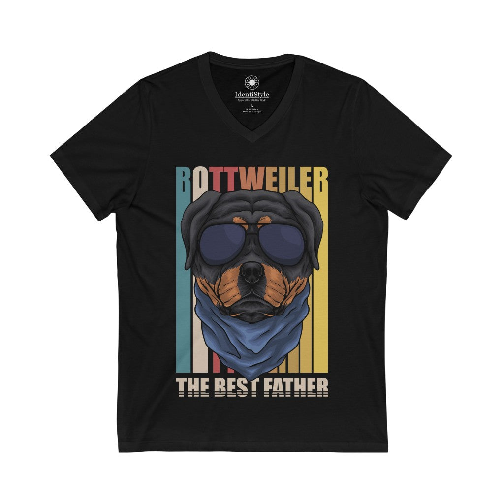 Rottweiler, The Best Father - Unisex Jersey Short Sleeve V-Neck Tee - Identistyle