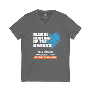 Global Cooling of the Hearts - Unisex Jersey Short Sleeve V-Neck Tee - Identistyle