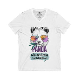 Be Like Panda 3  - Unisex Jersey Short Sleeve V-Neck Tee - Identistyle