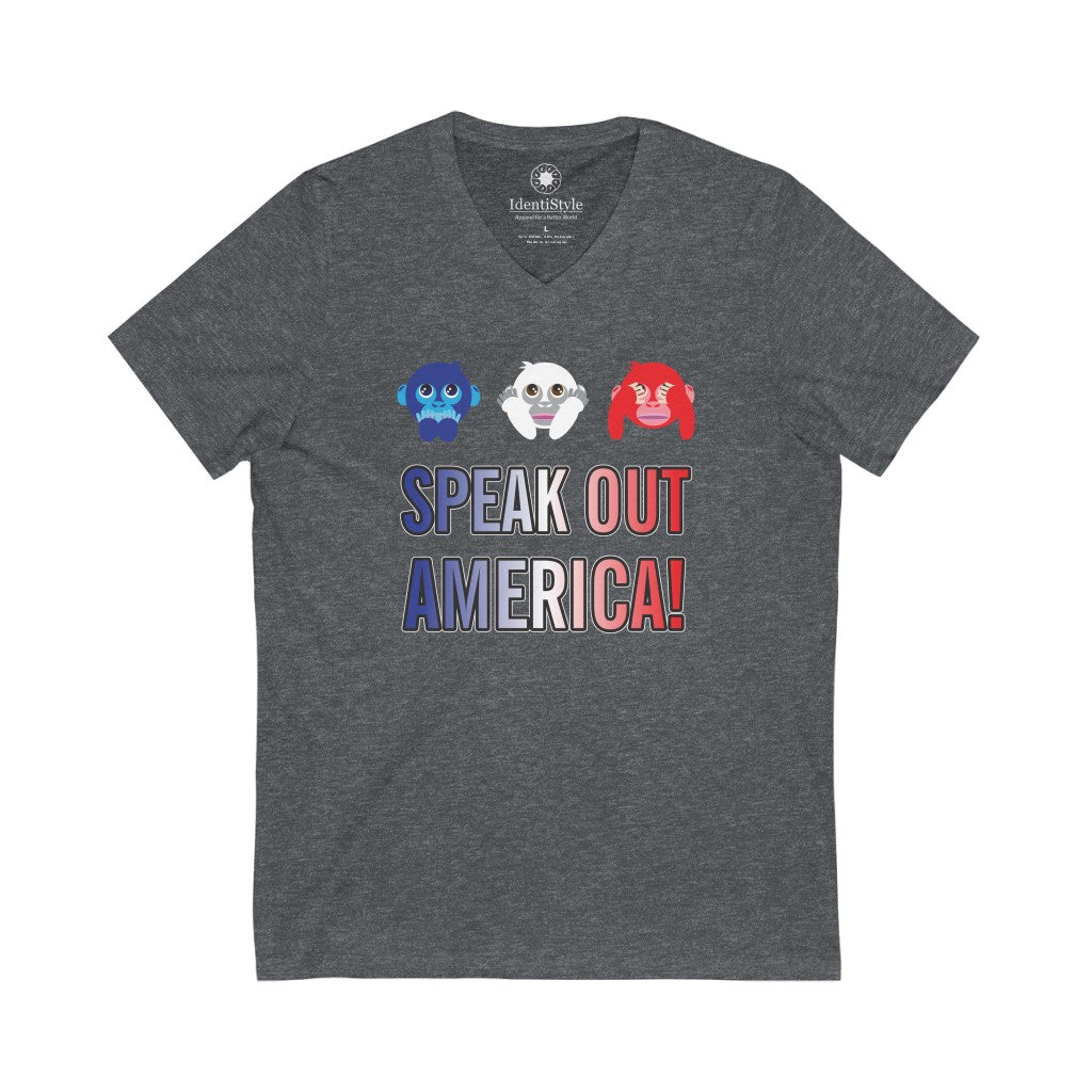 Speak Out America - Unisex Jersey Short Sleeve V-Neck Tee - Identistyle