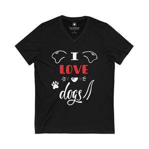 I Love Dogs - Unisex Jersey Short Sleeve V-Neck Tee - Identistyle