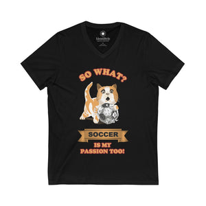 Soccer Passion of a Cat - Unisex Jersey Short Sleeve V-Neck Tee - Identistyle