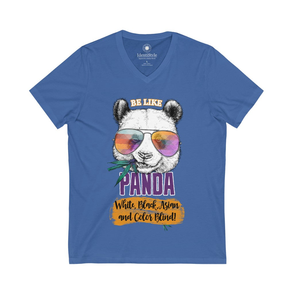 Be Like Panda 3  - Unisex Jersey Short Sleeve V-Neck Tee - Identistyle