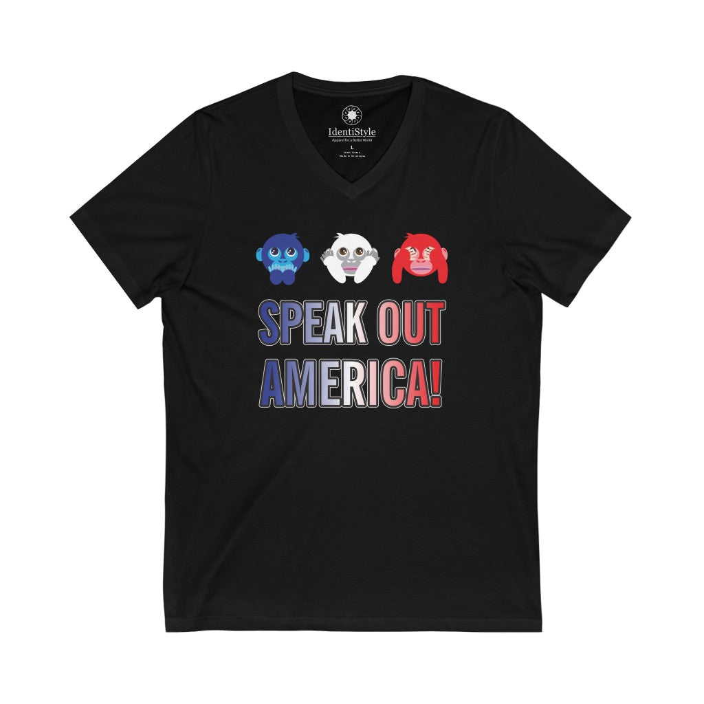 Speak Out America - Unisex Jersey Short Sleeve V-Neck Tee - Identistyle