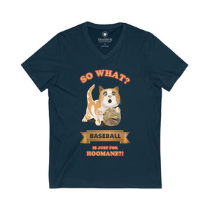 Baseball is just for Hoomanz?! / Cats - Unisex Jersey Short Sleeve V-Neck Tee - Identistyle